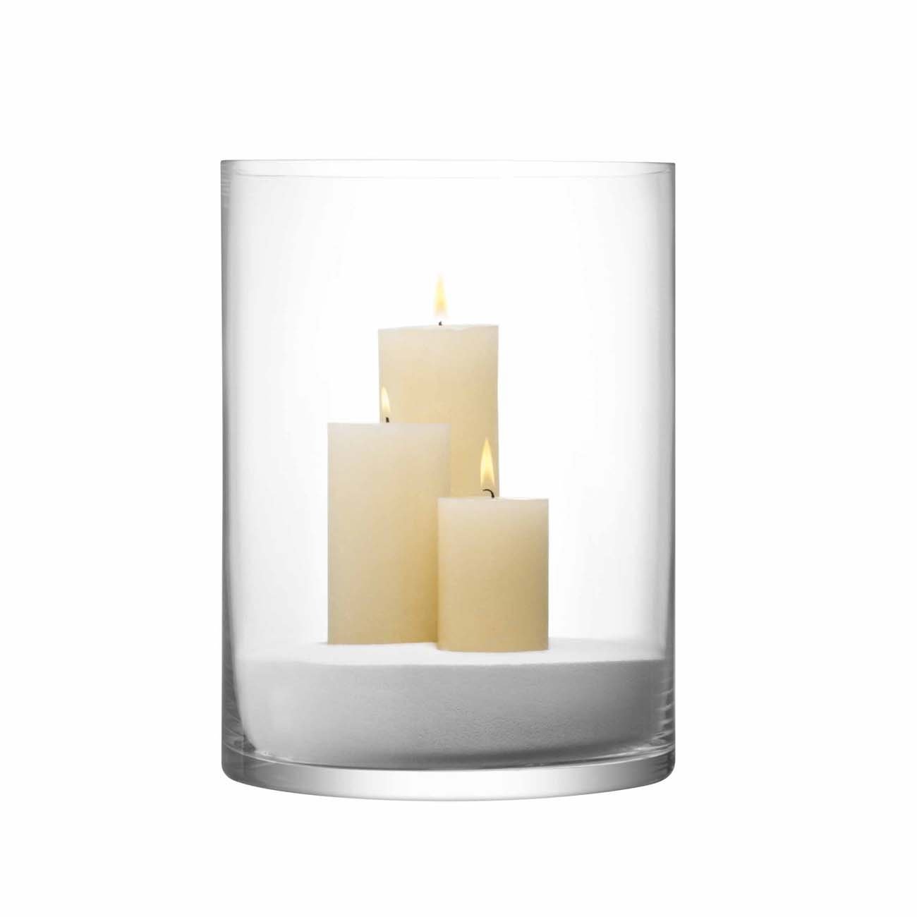 LSA International 40 cm Clear Glass Column Vase and Candle Holder for Wedding Centerpieces, Home Decor, and Event Styling