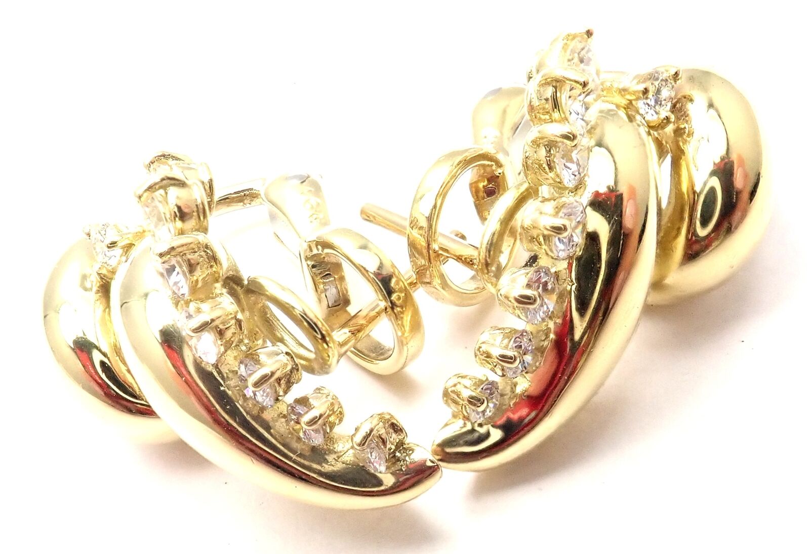 Authentic Tiffany & Co 18k Yellow Gold Diamond Swirl Earrings - Luxury Jewelry for Women, Perfect for Weddings, Anniversaries & Special Occasions