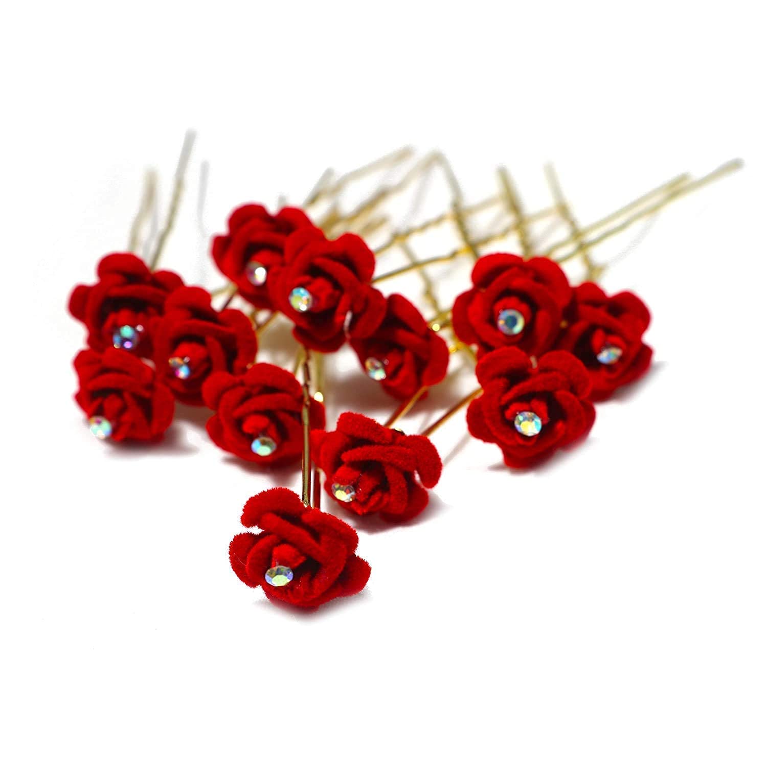 Bridal Hair Pins Set of 12 - Rose Jura Metal Hair Accessories for Women | Wedding & Party Use