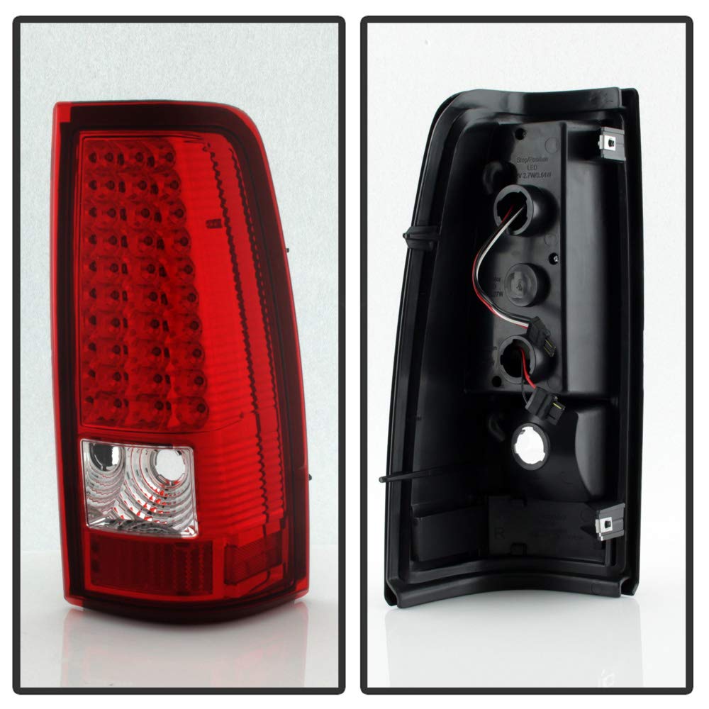 ACANII LED Tail Lights Brake Lamps Assembly Set for 1999-2006 GMC Sierra 1500/2500/3500 & 1999-2002 Chevy Silverado - Exotic Red V2 - Left+Right Pair - Enhanced Visibility & Style for Night Driving & Custom Truck Upgrades
