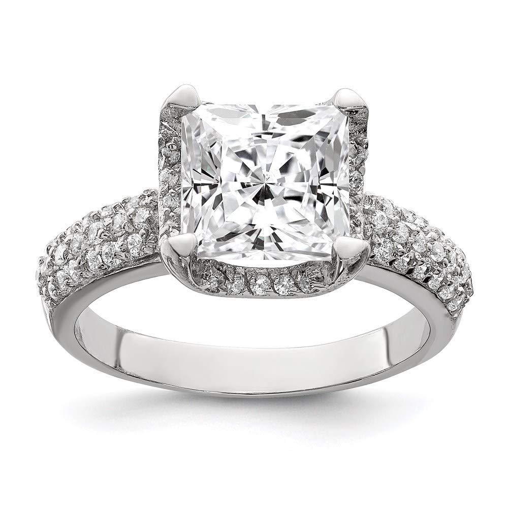 Ryan Jonathan Sterling Silver Square Cubic Zirconia Ring for Women - Elegant Fashion Jewelry Gift for Anniversary, Birthday & Special Occasions