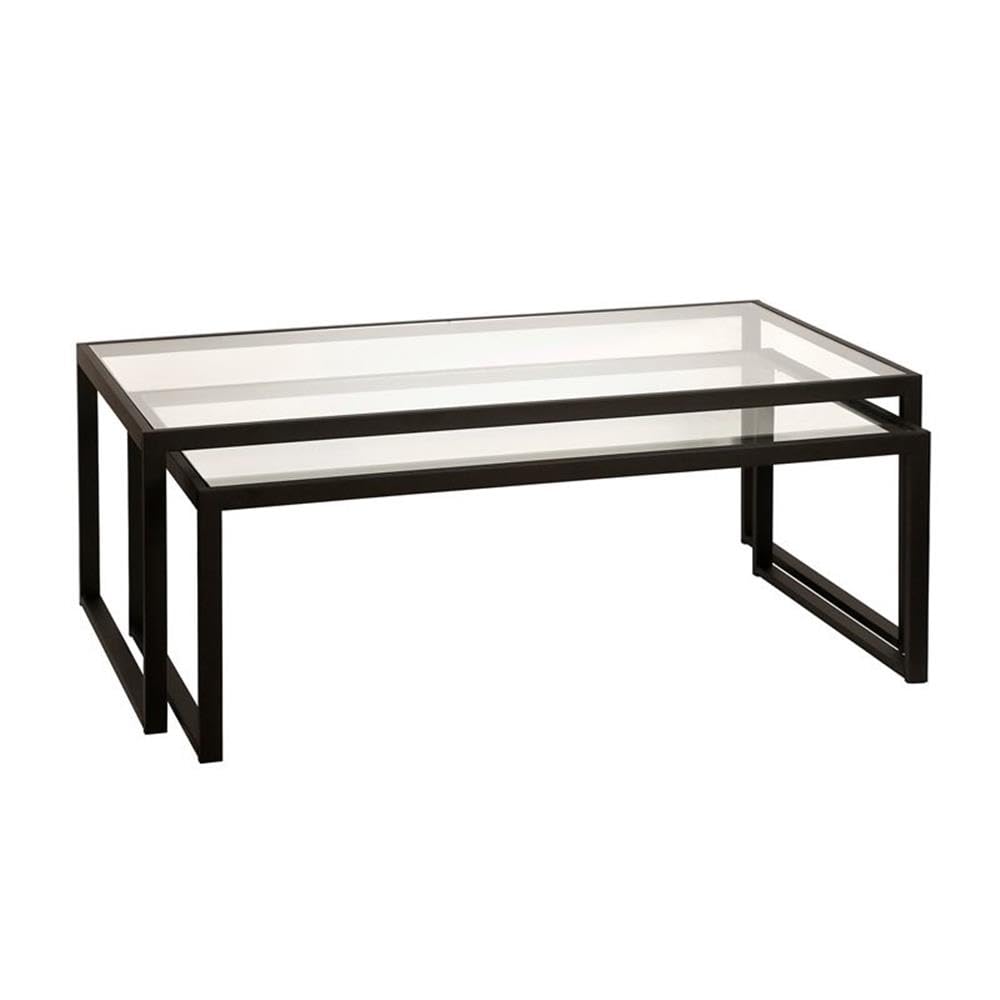 Black & Bronze Metal Nested Coffee Tables Set of 3 - Modern Living Room Furniture for Small Spaces, Home Decor, Coffee Table Set for Apartment, Office, Lounge