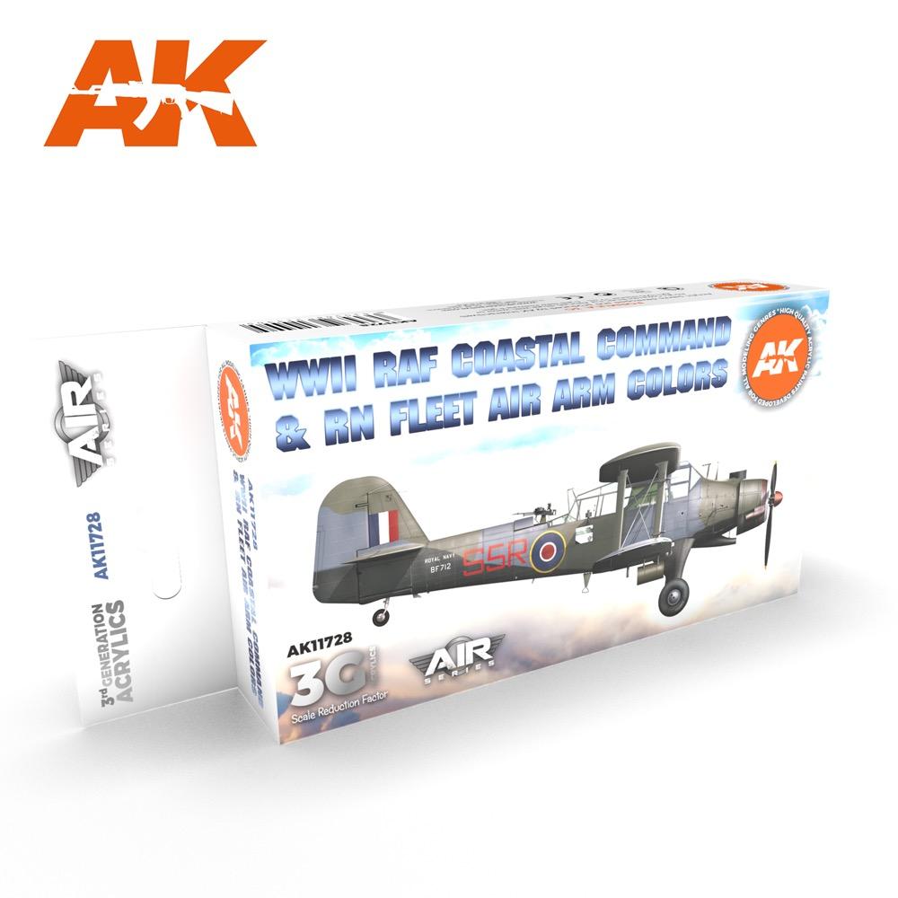 AK Interactive AK11728 Air Series WWII RAF Coastal Command & RN Fleet Air Arm Acrylic Paint Set (3rd Gen) - Perfect for Model Kits, Dioramas & Historical Miniature Painting