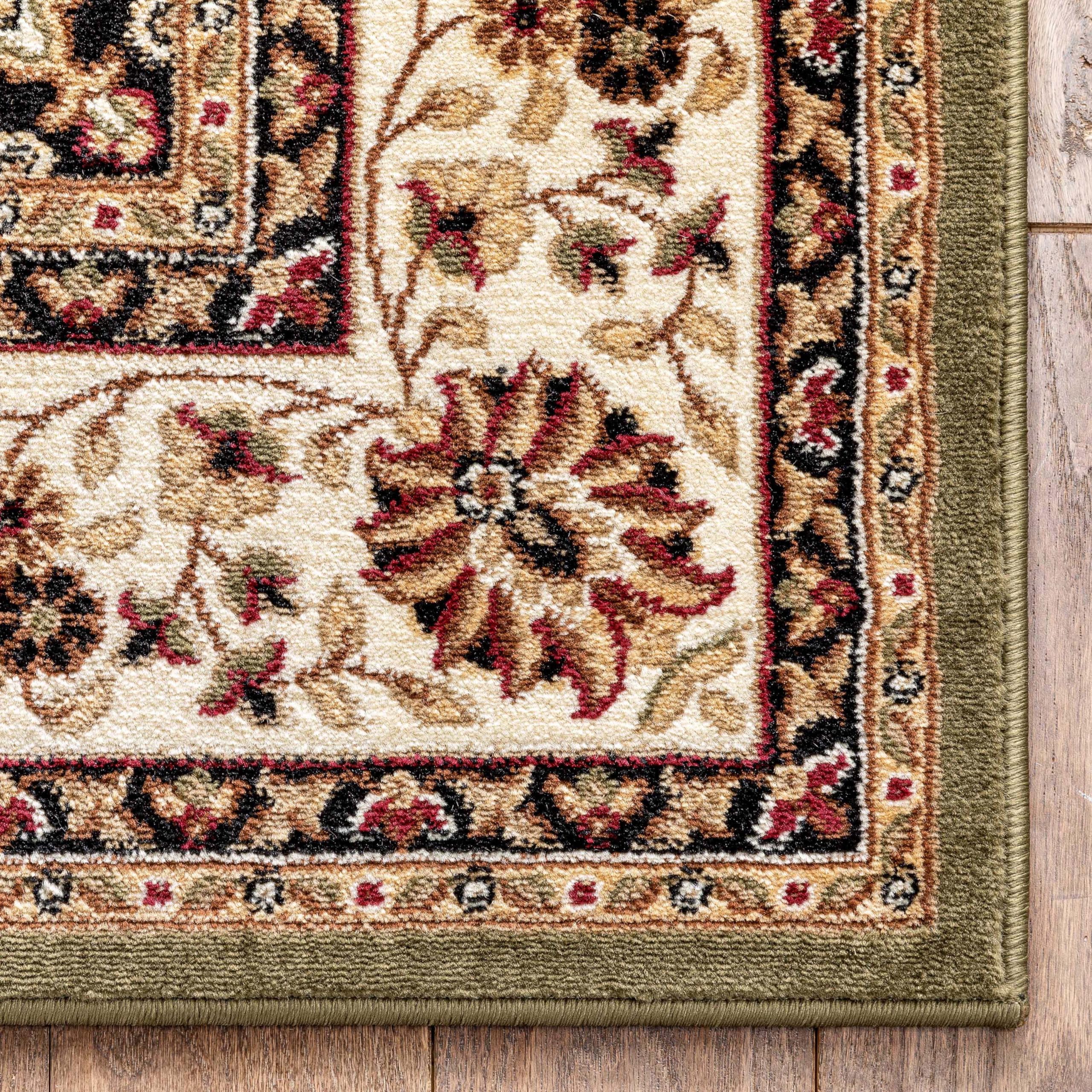 Well Woven Barclay Collection Medallion Kashan Green 8 ft Round Area Rug - Soft Non-Slip Living Room, Bedroom & Dining Room Carpet for Home Decor