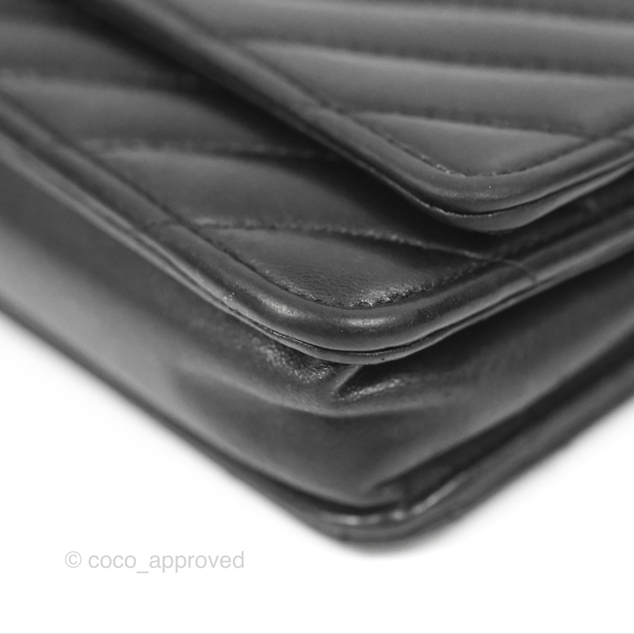 Chanel Classic Chevron Wallet on Chain WOC - Black Lambskin Leather with Silver Hardware | Crossbody Bag for Women, Perfect for Evening Events & Daily Use