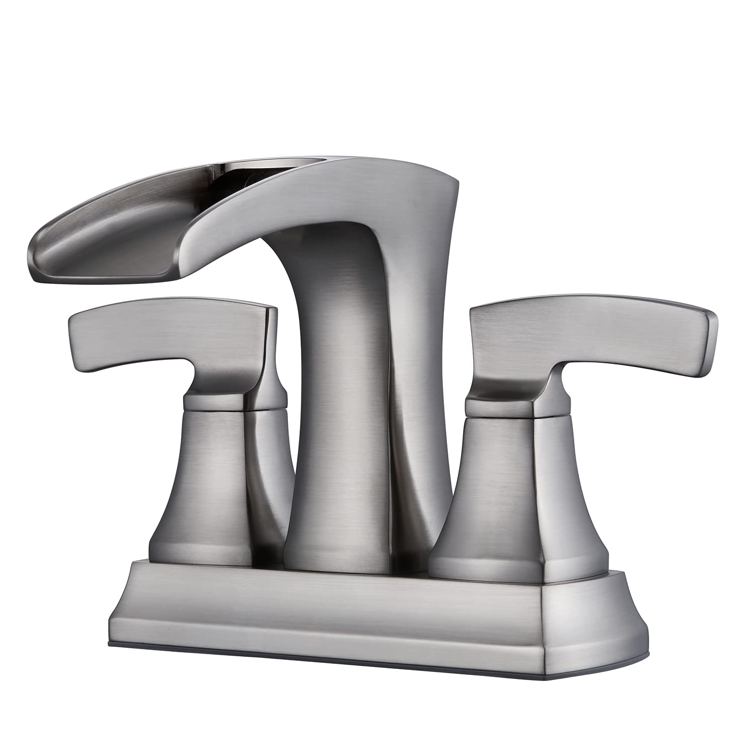 Lexdale Brushed Nickel Centerset Bathroom Faucet - 2-Handle Vanity Sink Faucet with Pop-Up Drain & Supply Lines | Durable Brass Construction for Bathroom & Lavatory Sink | Perfect for Modern Home, Hotel, and Commercial Use