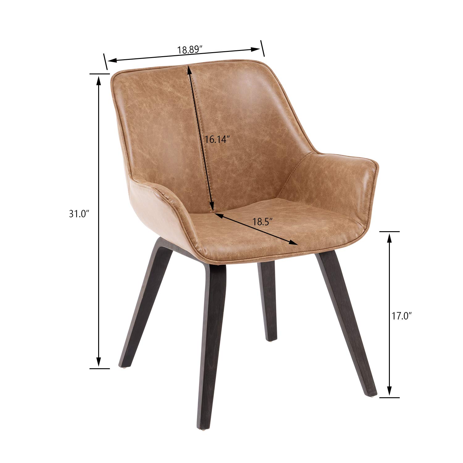 Set of 4 Yellow PU Leather Modern Accent Chairs - Upholstered Living Room & Dining Room Chairs for Home Decor - Perfect for Small Spaces, Apartments, and Cozy Reading Nooks