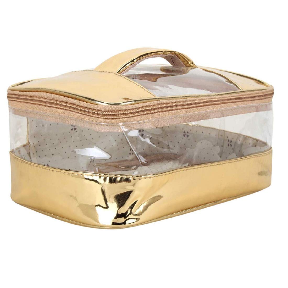NA PURSE Women's Vanity Box Cosmetic Case for Girls & Ladies - Toiletry Bag CC005 (Gold) | Perfect for Travel, Makeup Storage & Organizer