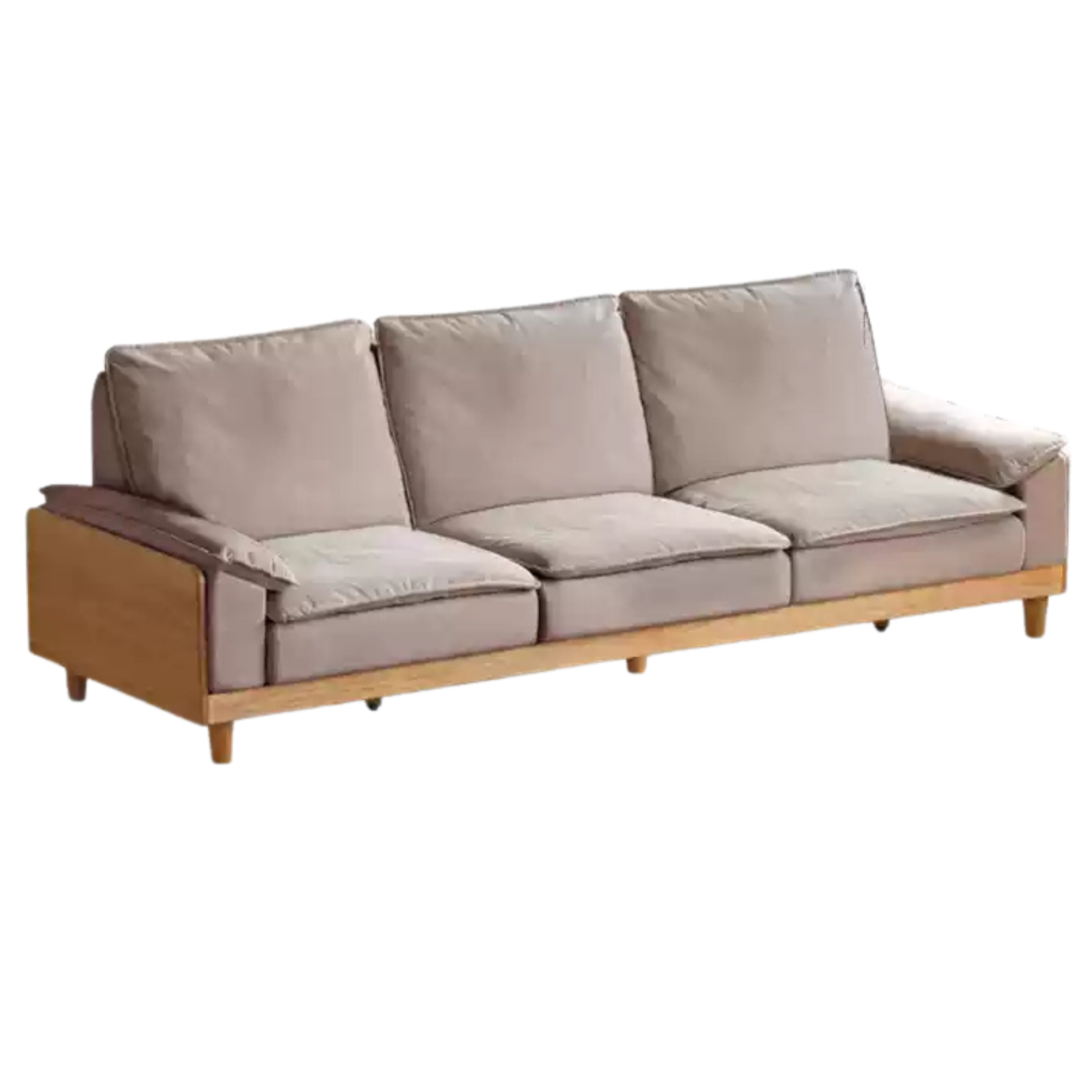 out of stock 108.6x38.9x37.4 inch / 276x99.7x95cm / Natural wood color / white oak sofa imitation cotton and linen smoke chestnut brown