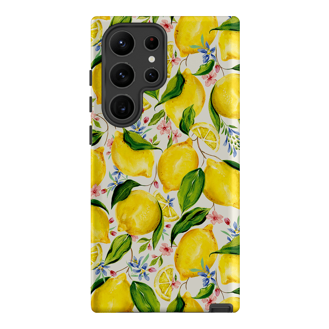 Premium Citrus Lemon Print Shockproof Phone Case for iPhone 15/14/13 - Trendy Summer Aesthetic with Drop Protection | Perfect for Beach, Vacation & Outdoor Activities
