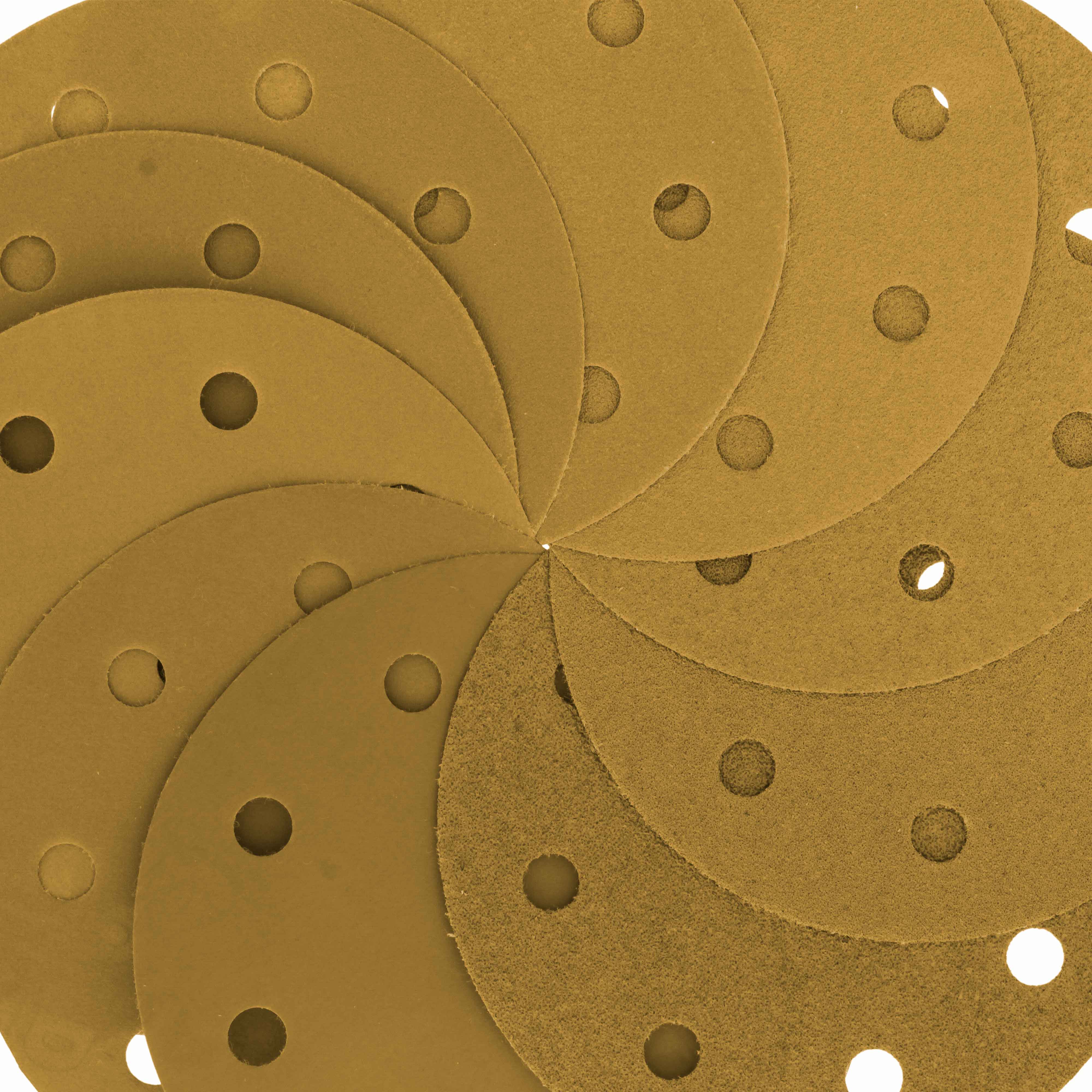 5 Gold DA Sanding Discs - 50 PCS Variety Grit Pack with 9 Hole Hook & Loop for Automotive, Woodworking & Metal Polishing