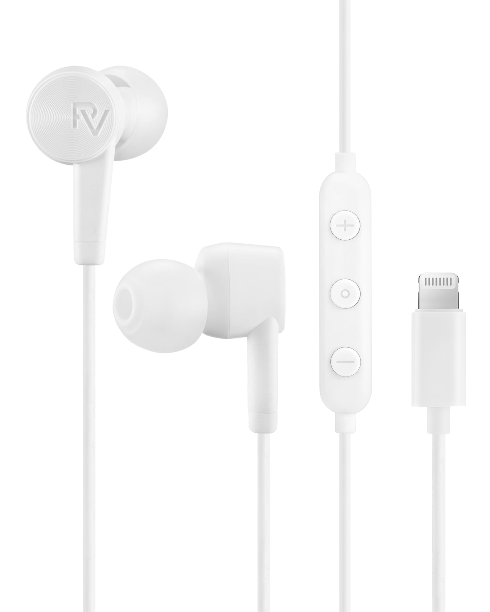 DB-audio Wired Earbuds with Microphone - MFi Certified Lightning Earphones for iPhone, Noise Isolating In-Ear Headphones (White) - Perfect for Commuting, Workouts & Hands-Free Calls