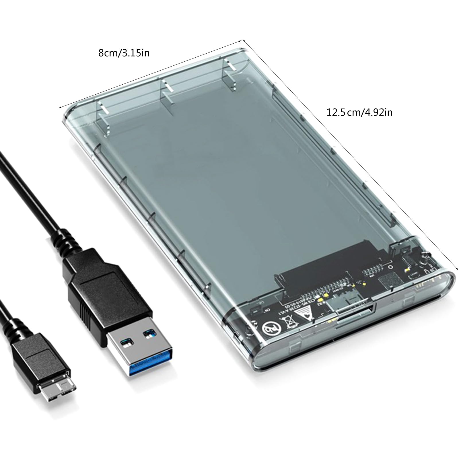 LARUISEE 2.5 Inch SATA to USB 3.0 Adapter - External Hard Drive Enclosure for SSD/HDD, USB 3.0 Hard Disk Case - Perfect for Data Transfer, Backup & Storage on PC, Laptop, Mac