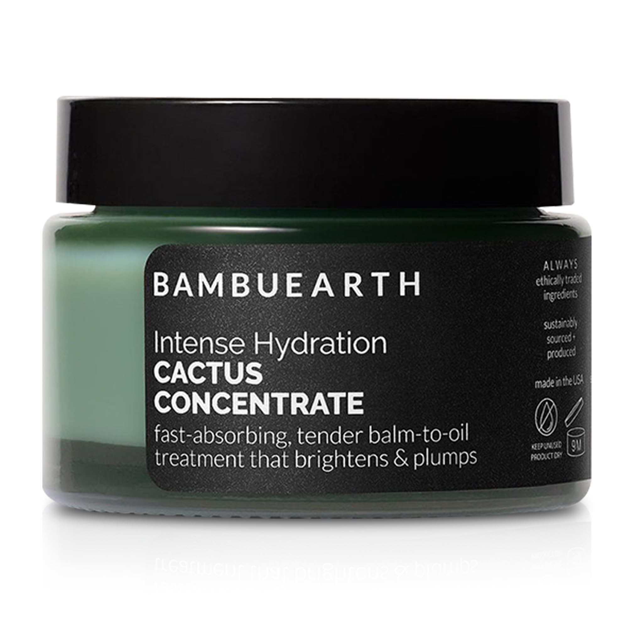 BambuEarth Cactus Concentrate Face Moisturizer 1.3 oz - Organic EWG Certified Hydrating Cream for Dry, Oily & Mature Skin - Intense Facial Moisture with Natural Ingredients - Perfect for Daily Skincare Routine & Nighttime Hydration