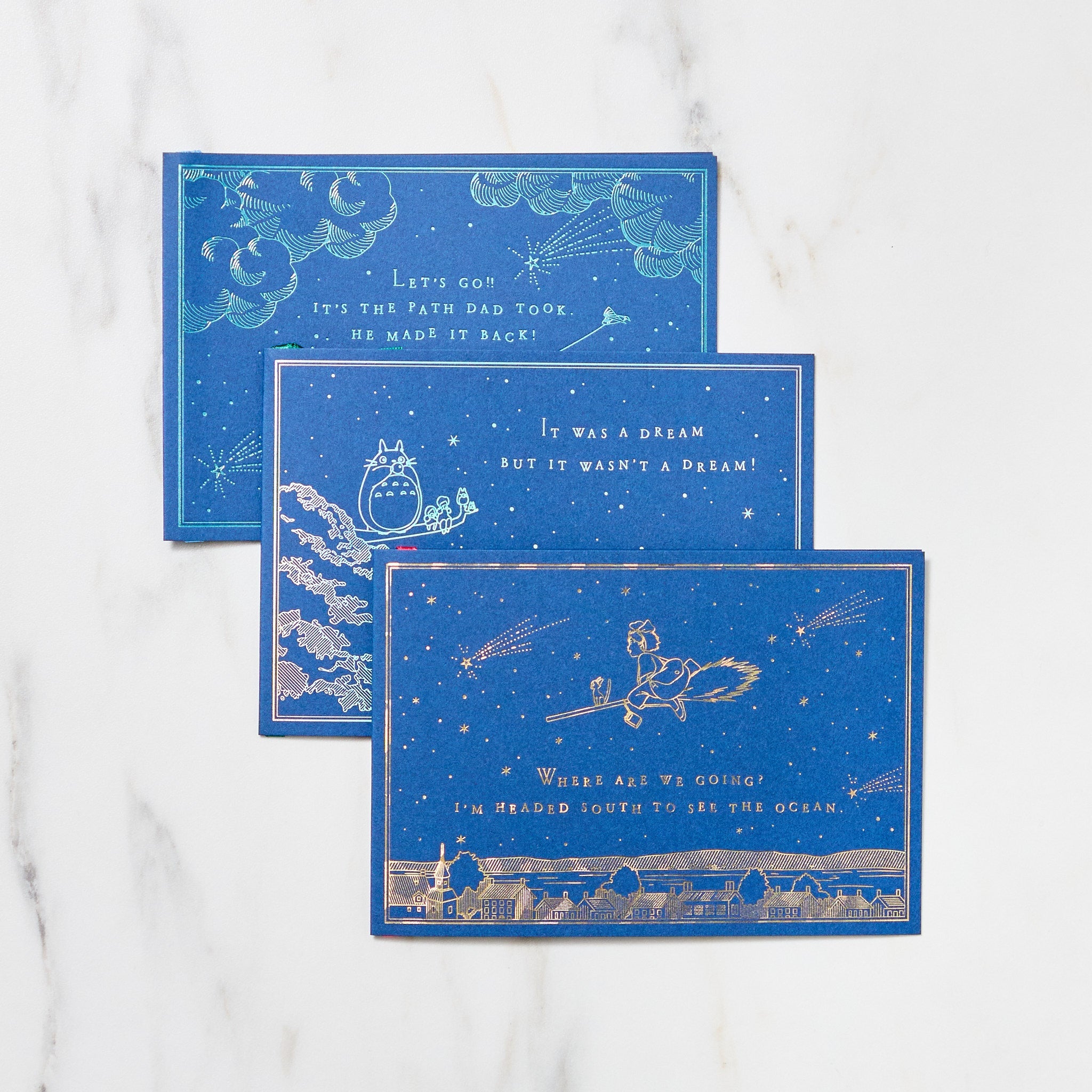 Studio Ghibli Night Sky Foil Stamp Greeting Cards - 10 Pack Anime Stationery Set with Envelopes, Perfect for Birthday Gifts, Thank You Notes & Collectibles (Movic Official Licensed Product)