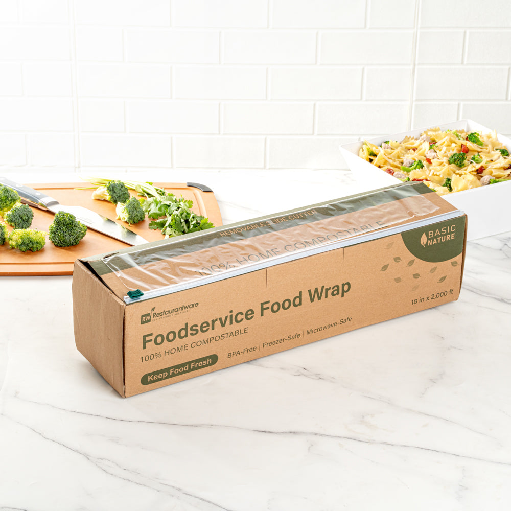 Eco-Friendly Clear Plastic Food Wrap - Home Compostable, BPA Free, Microwave Safe | 18