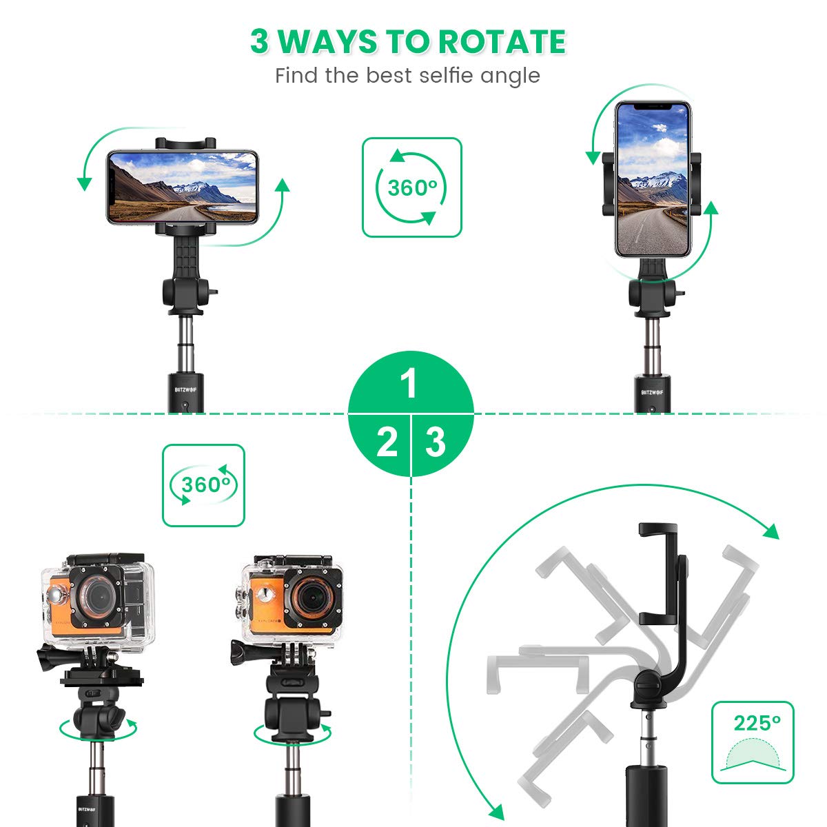 Premium Extendable Selfie Stick with Tripod Stand & GoPro Mount - Perfect for Travel, Vlogging, and Outdoor Adventures