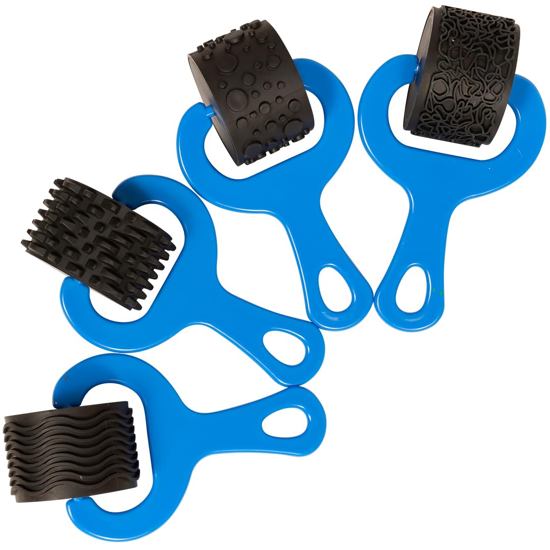 READY 2 LEARN Paint and Dough Explorers - Set of 4 Chunky Texture Rollers for Kids Art & DIY Projects - Pottery, Posters & Play Dough Tools - Perfect for Classroom, Homeschool & Creative Play