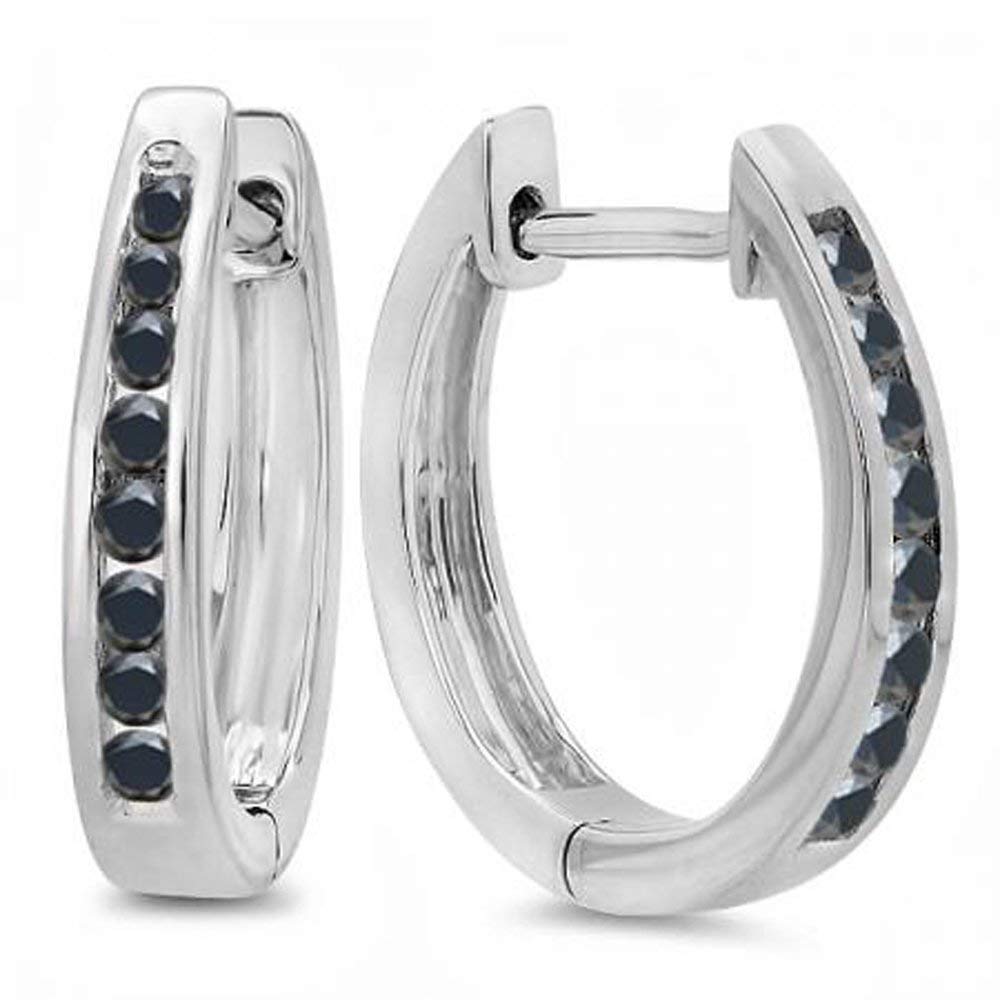 Dazzlingrock 14K White Gold Hoop Earrings for Women - 0.20 Carat (1/5 CT) Diamond Studded Elegant Jewelry - Perfect for Parties, Weddings & Everyday Wear