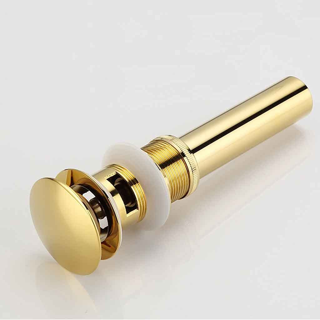 WALNUTA Brass Pop Up Drain for Bathroom Sink - Gold Basin Drain Plug with/without Overflow - Vintage Brass Sink Drain for Farmhouse, Modern & Traditional Bathrooms