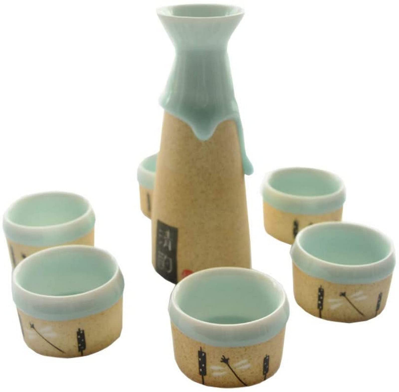 Premium Handmade Japanese Sake Set - 6-Piece Ceramic Sake Cups with Gift Box for Traditional Japanese Dining & Gifting