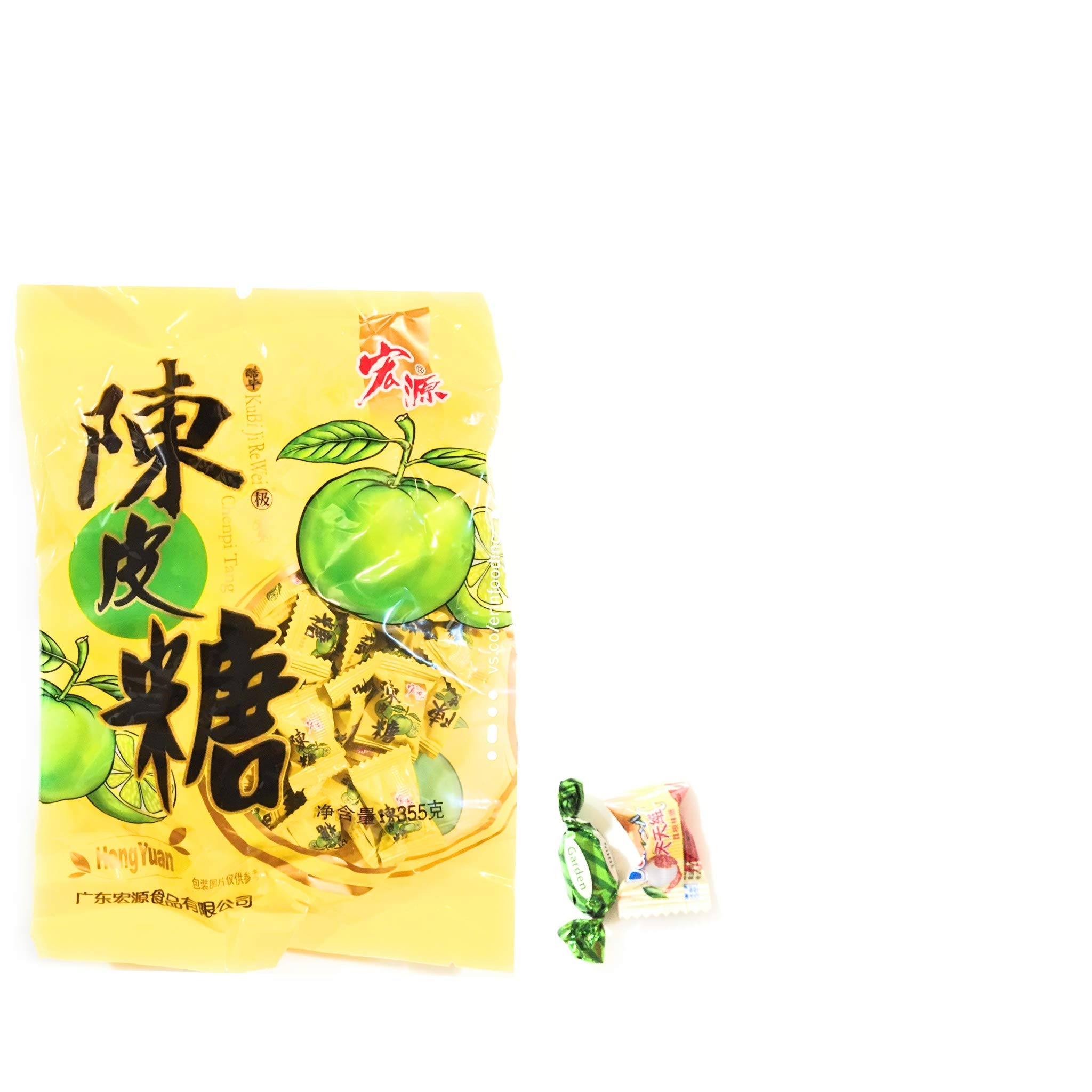 Hong Yuan Orange Peel Hard Candy 12.05oz + Mint Crunch & Lychee Candy - Traditional Chinese Snacks for Gifts, Parties & Travel - Bulk Asian Sweets Collection