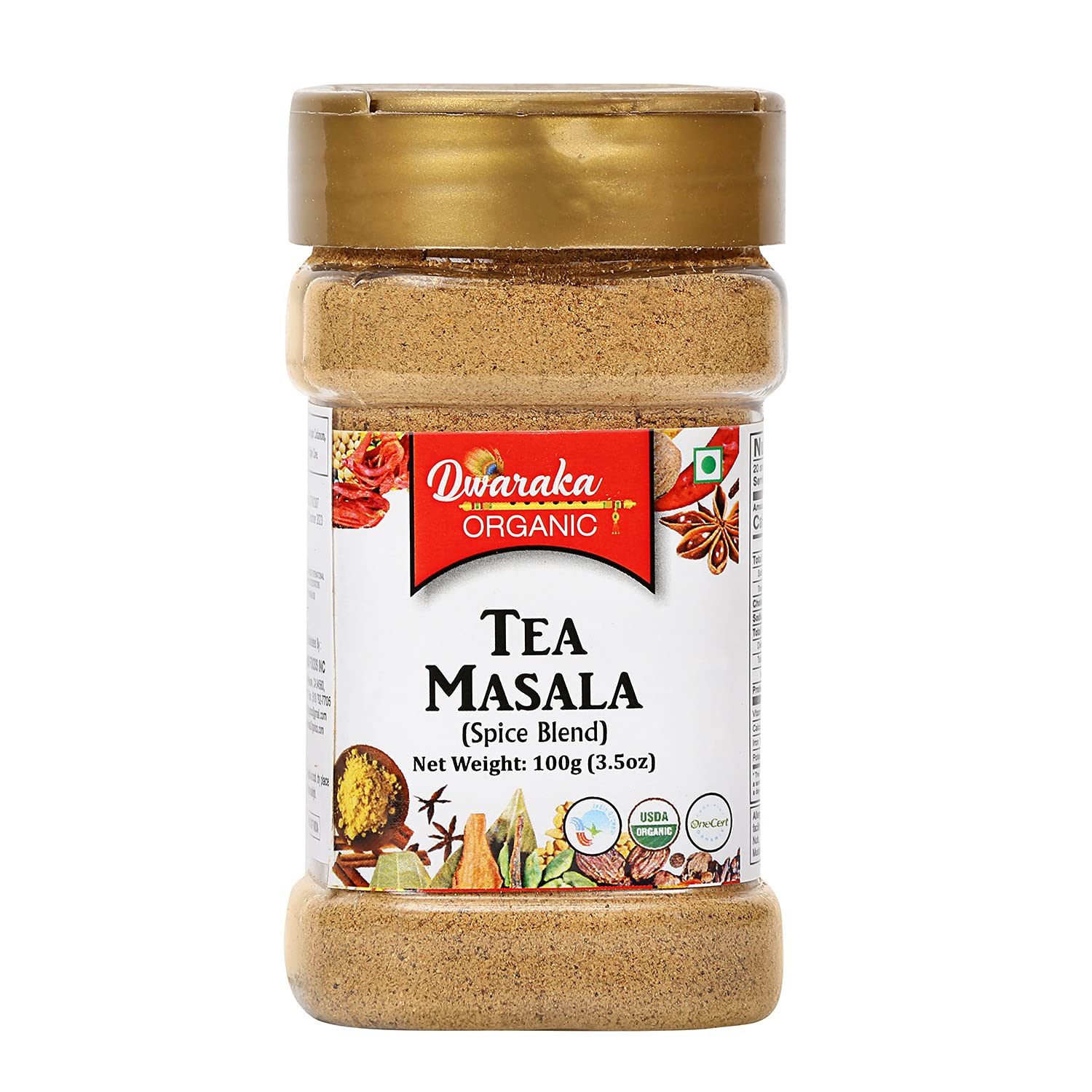 Dwaraka Organic Tea Masala - 3.5oz | Healthy, Organic, Non-GMO, All Natural Spice Blend for Chai, Masala Tea & Indian Cooking
