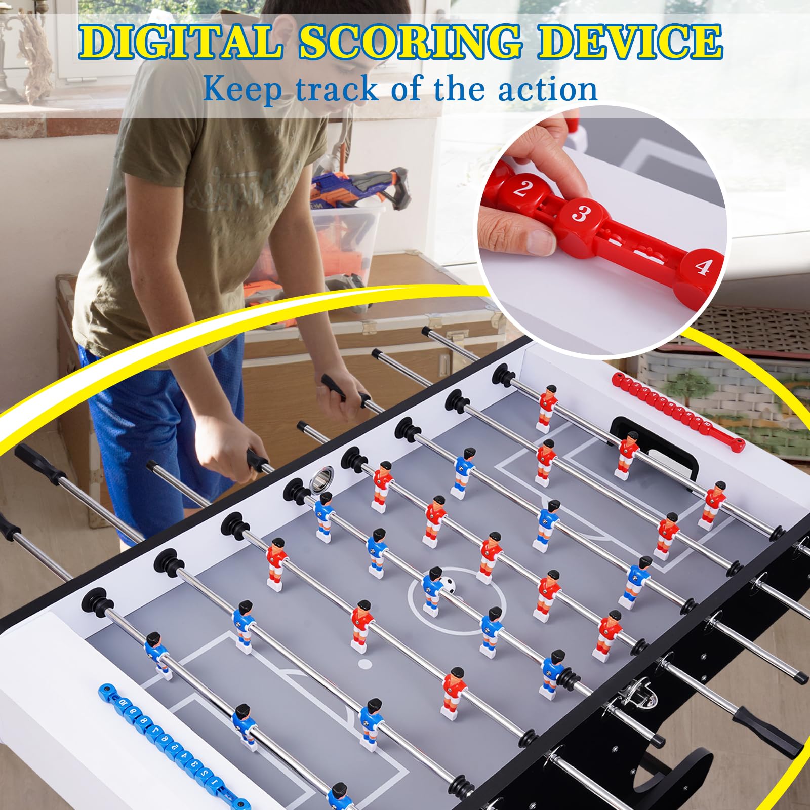 **RAY KEEP 58-Inch Professional Foosball Table - Heavy-Duty Arcade Soccer Game for Adults & Kids with 2 Balls, Leg Levelers - Perfect for Home, Game Room, Parties & Indoor Sports Fun**