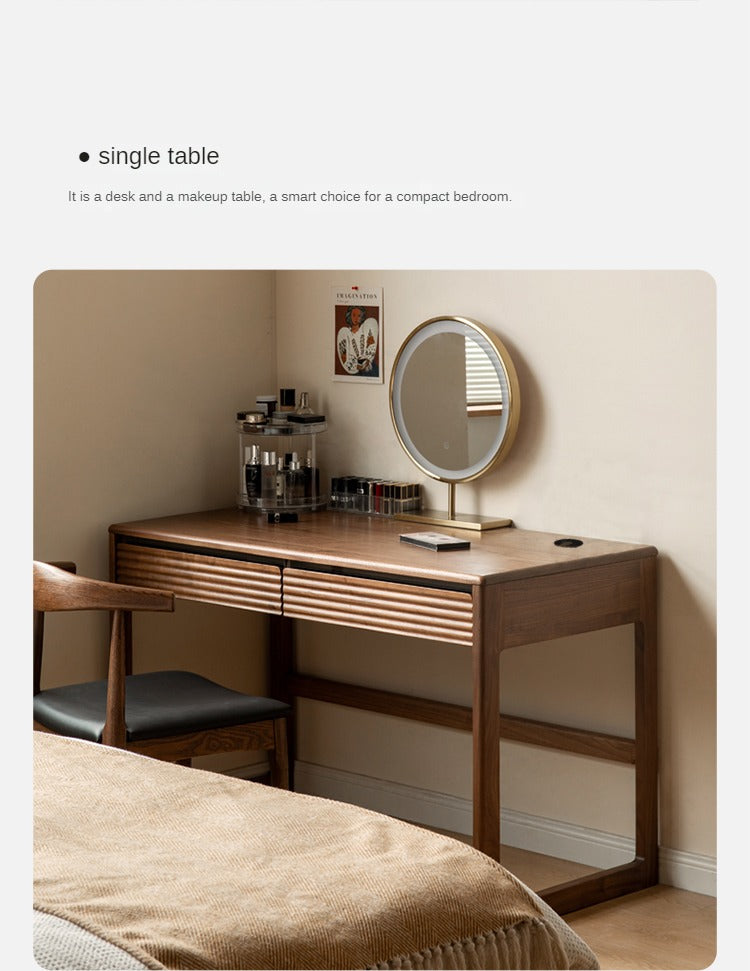 Premium Black Walnut Solid Wood Desk - Modern Nordic Style Home Office Desk for Study, Work & Writing - Durable & Stylish Workspace Solution