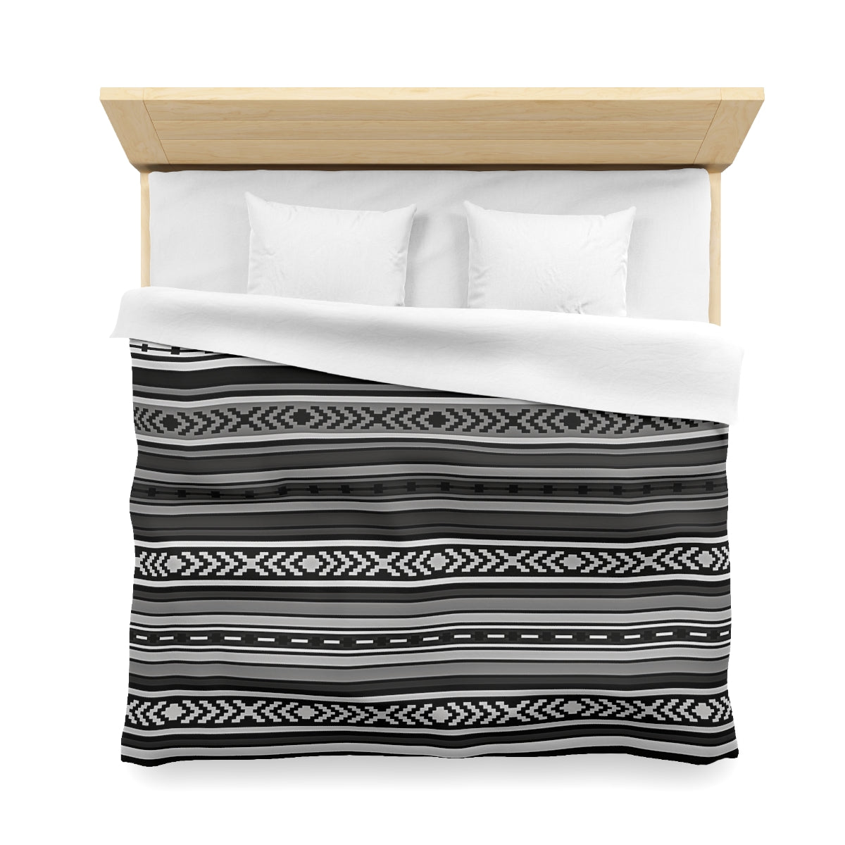 Santa Fe Gray Microfiber Polyester Duvet Cover Set with Invisible Zipper - Southwestern Style Bedding for Queen, King, Full & Twin Size - Perfect for Guest Rooms, Master Bedrooms & Vacation Homes