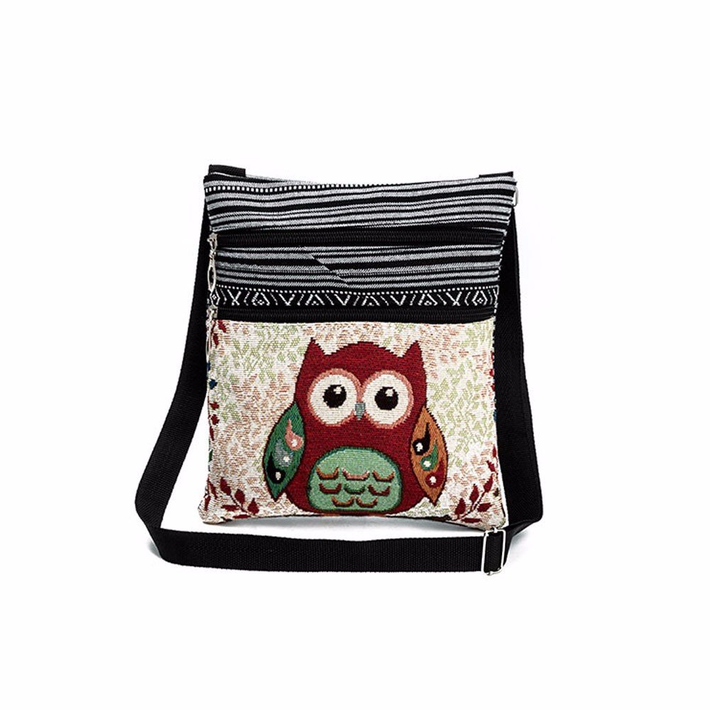 Stylish Embroidered Owl Print Women's Shoulder Tote Bag - Fashionable Postman Style Handbag for Work, Travel & Daily Use