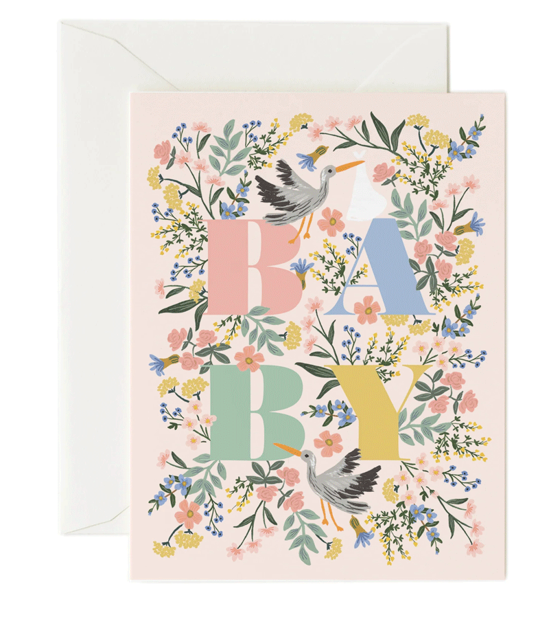 Rifle Paper Co. Mayfair Baby Card - Elegant Floral Greeting Card for Baby Showers, Birth Announcements & Newborn Gifts | Perfect for Parents & Loved Ones