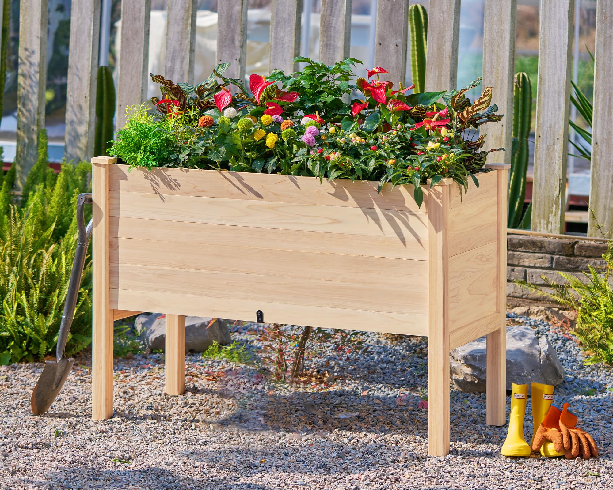 AMERLIFE 18 Inch Deep 4x2FT Wooden Raised Garden Bed with Legs - 500lb Capacity Elevated Planter Box for Vegetables, Herbs & Deep-Rooted Plants - Outdoor Patio, Backyard Gardening & Urban Farming Solution