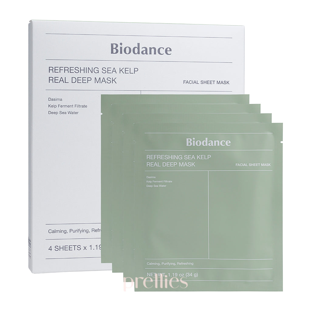 BIODANCE Refreshing Sea Kelp Deep Hydrating Face Mask - 4 Pack for Glowing Skin | Korean Skincare for Dry & Dull Complexion - Perfect for Spa Night & Self-Care Routine