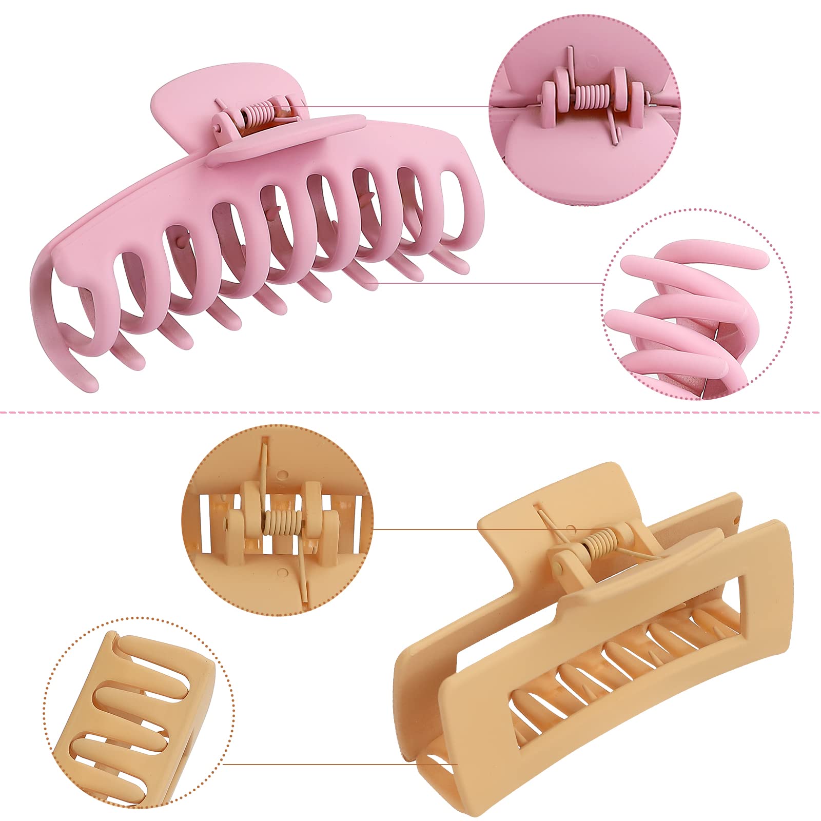 Laxizar 8 Pack Large Hair Claw Clips for Women - 4.3 Inch Rectangular Hair Clips for Styling & Updos