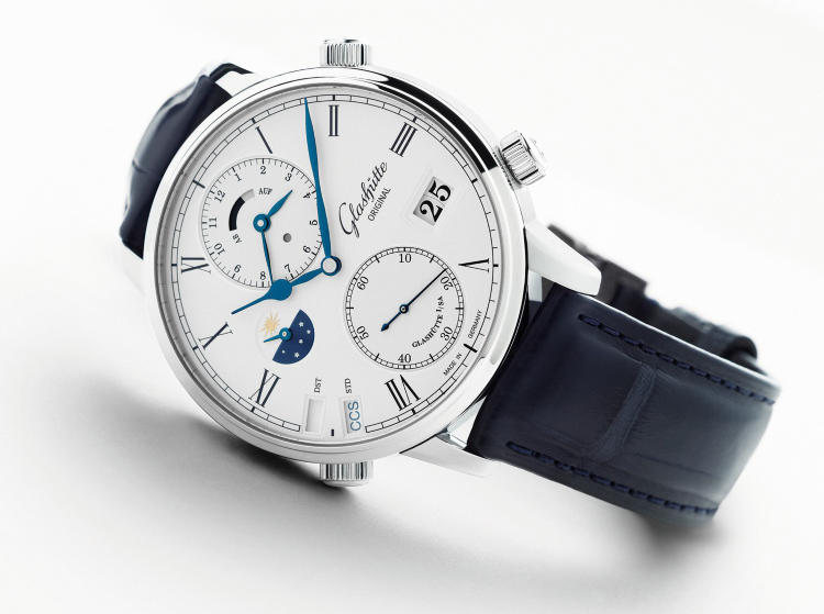 Glashutte Original Senator Cosmopolite White Gold Men's Watch - Luxury Automatic Timepiece with World Time & Moon Phase for Business & Formal Occasions