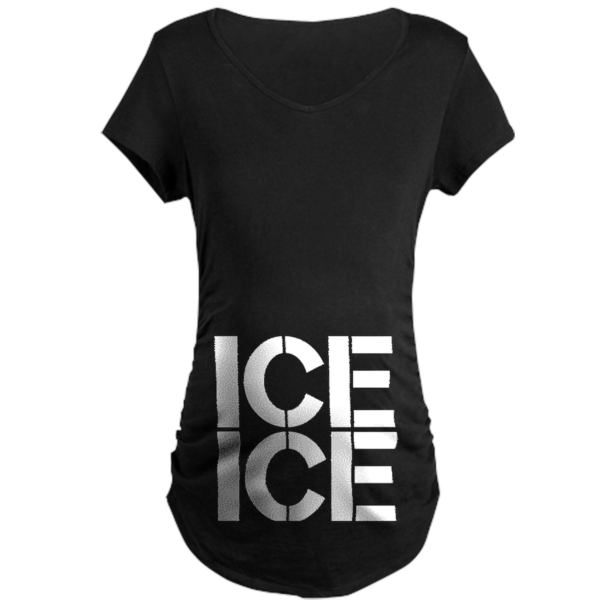 Ice Ice Maternity T-Shirt for Women - Stretchy Ruched Side Pregnancy Tee - Comfortable Maternity Top for Casual Wear & Baby Showers