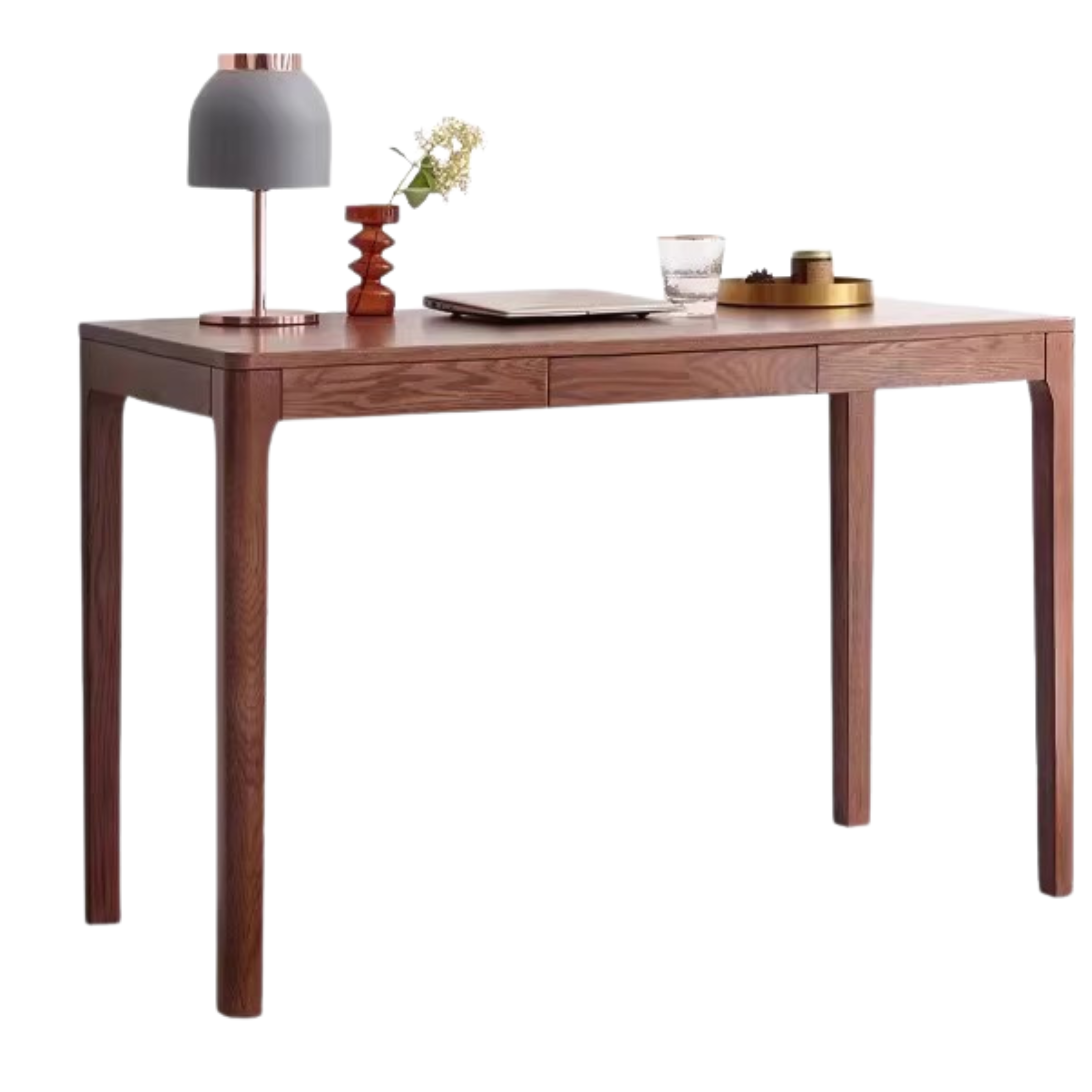 Solid Oak Wood Office Desk in Walnut Finish - Stylish & Durable Workspace Solution for Home Office, Study Room or Business