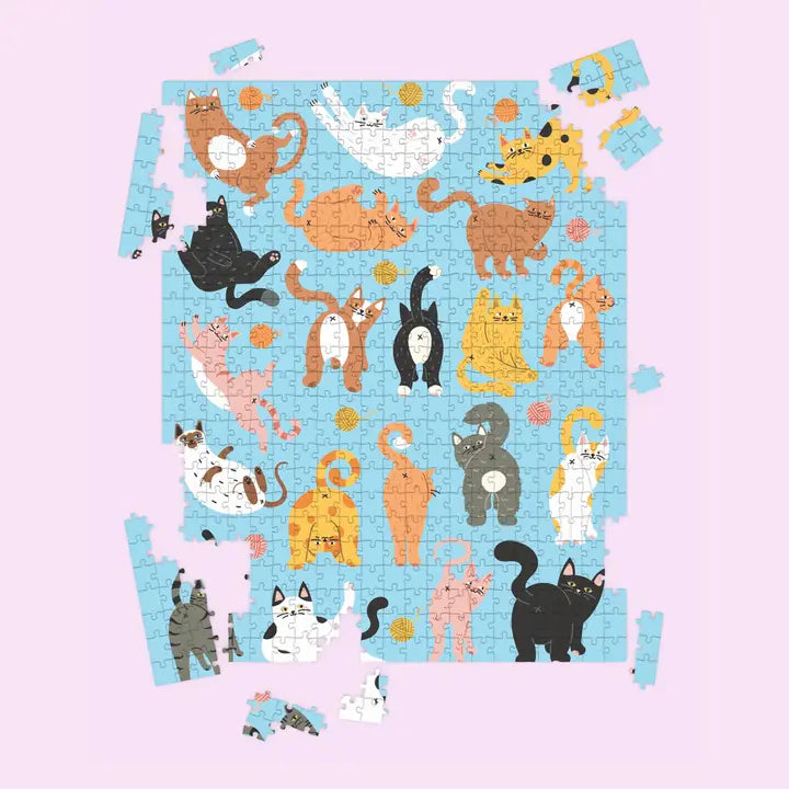 500 Piece Cat Butts Jigsaw Puzzle - Fun Animal Puzzle for Adults & Kids - Perfect for Family Game Night & Relaxation