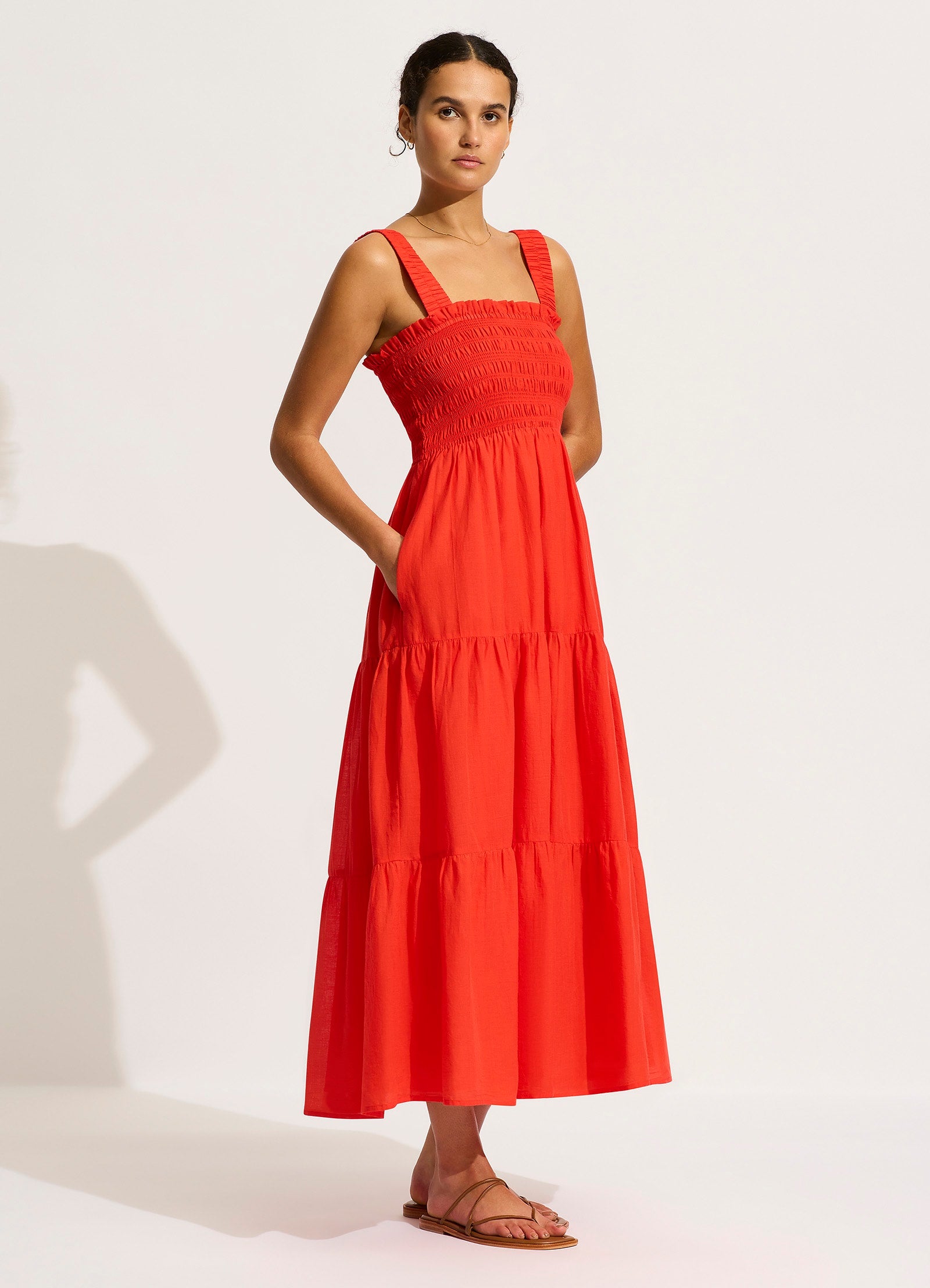 Faithful Midi Dress with Flame Print - Elegant Floral Summer Dress for Women | Perfect for Beach Vacations, Date Nights & Casual Outings