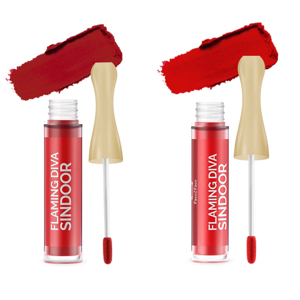 BEAUTYRELAY LONDON 100% Natural Long Lasting Smudge Proof Waterproof Sindoor - Red & Maroon Shade Face 2 Face Flaming Diva, 5g | Perfect for Weddings, Festivals & Traditional Makeup Looks