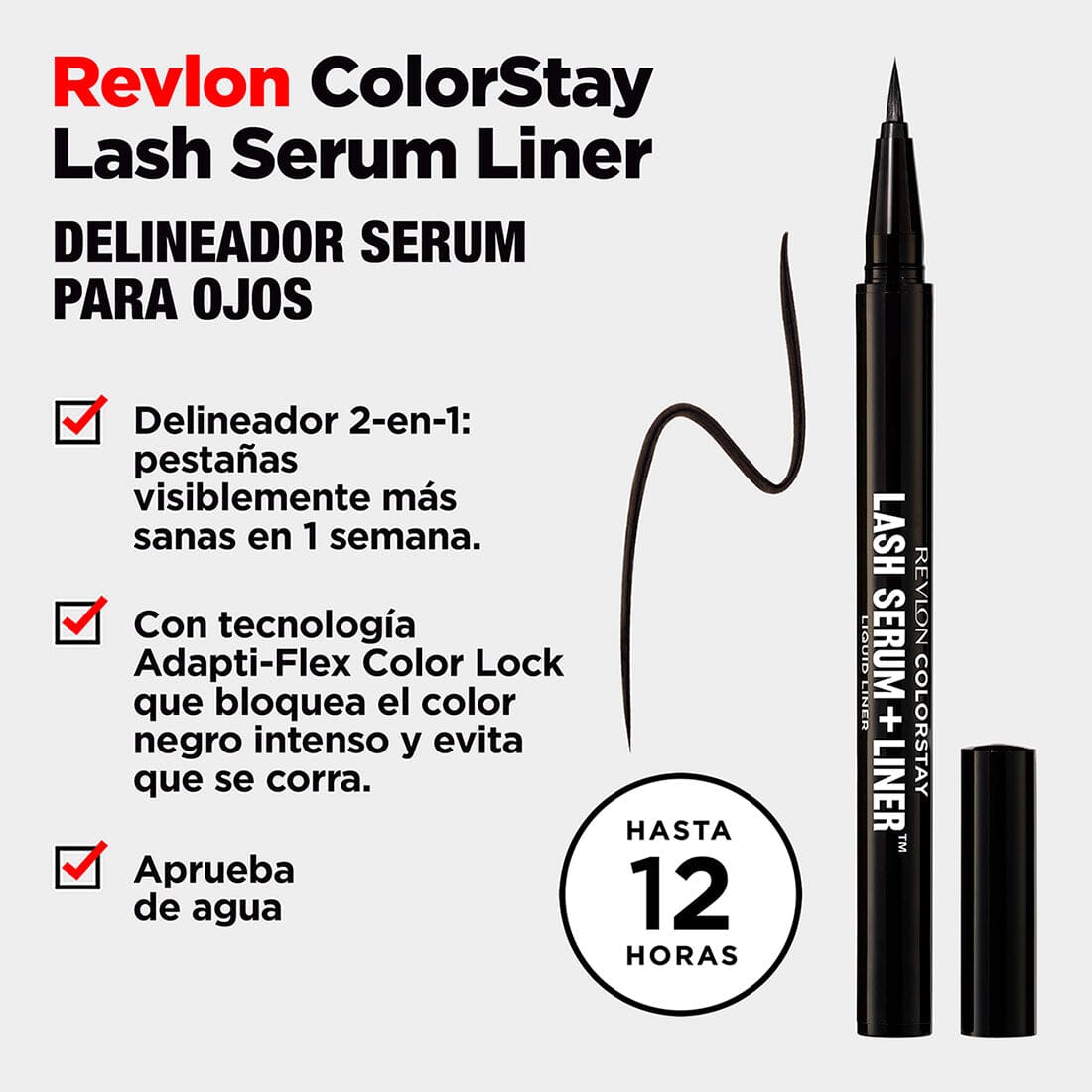 Revlon ColorStay Lash Serum + Liquid Eyeliner - Blackest Black (0.48ml) | Long-Lasting Smudge-Proof Eye Liner for Day & Night Makeup Looks