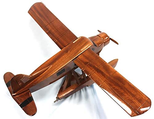 DHC2 Beaver on Floats - Handcrafted Mahogany Wood Desktop Airplane Model - Perfect for Office Decor, Aviation Enthusiast Gifts & Home Display