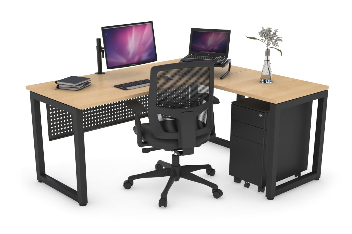 Quadro Loop Legs L-Shaped Corner Office Desk - 1800L x 1450W Dimensions, Ergonomic Home & Business Workspace Solution for Computer, Laptop, and Office Setup