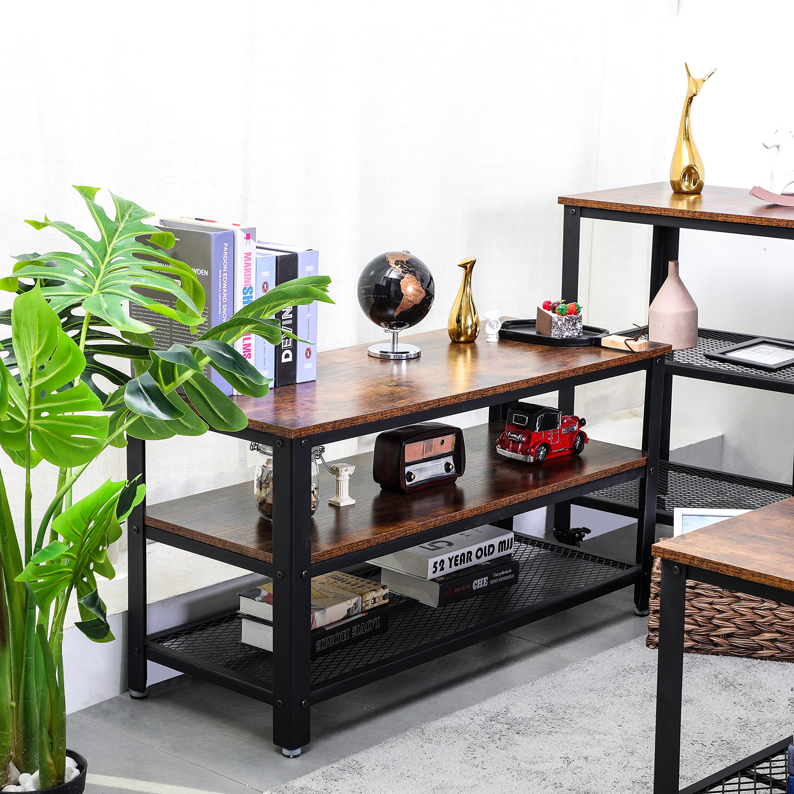 Rustic Brown Wood Side Table with Storage Shelf - End Table, Nightstand for Living Room, Bedroom, Office & Hallway - Home Decor Accent Table for Small Spaces (Brown)