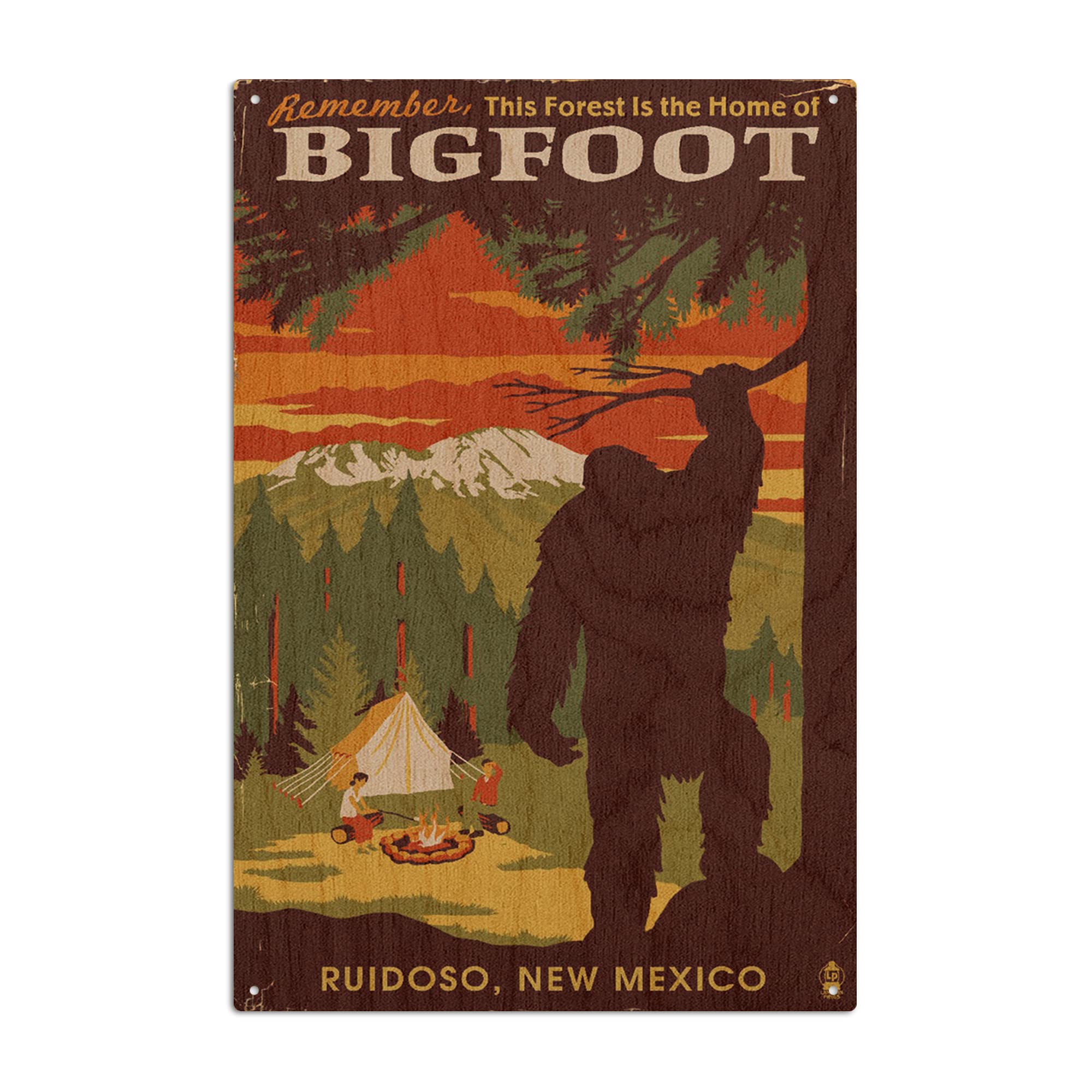 Bigfoot Birch Wood Wall Sign - Ruidoso New Mexico Rustic Home Decor (6x9 Inches, Ready to Hang) - Perfect for Cabin, Lodge, or Western-Themed Room Decor