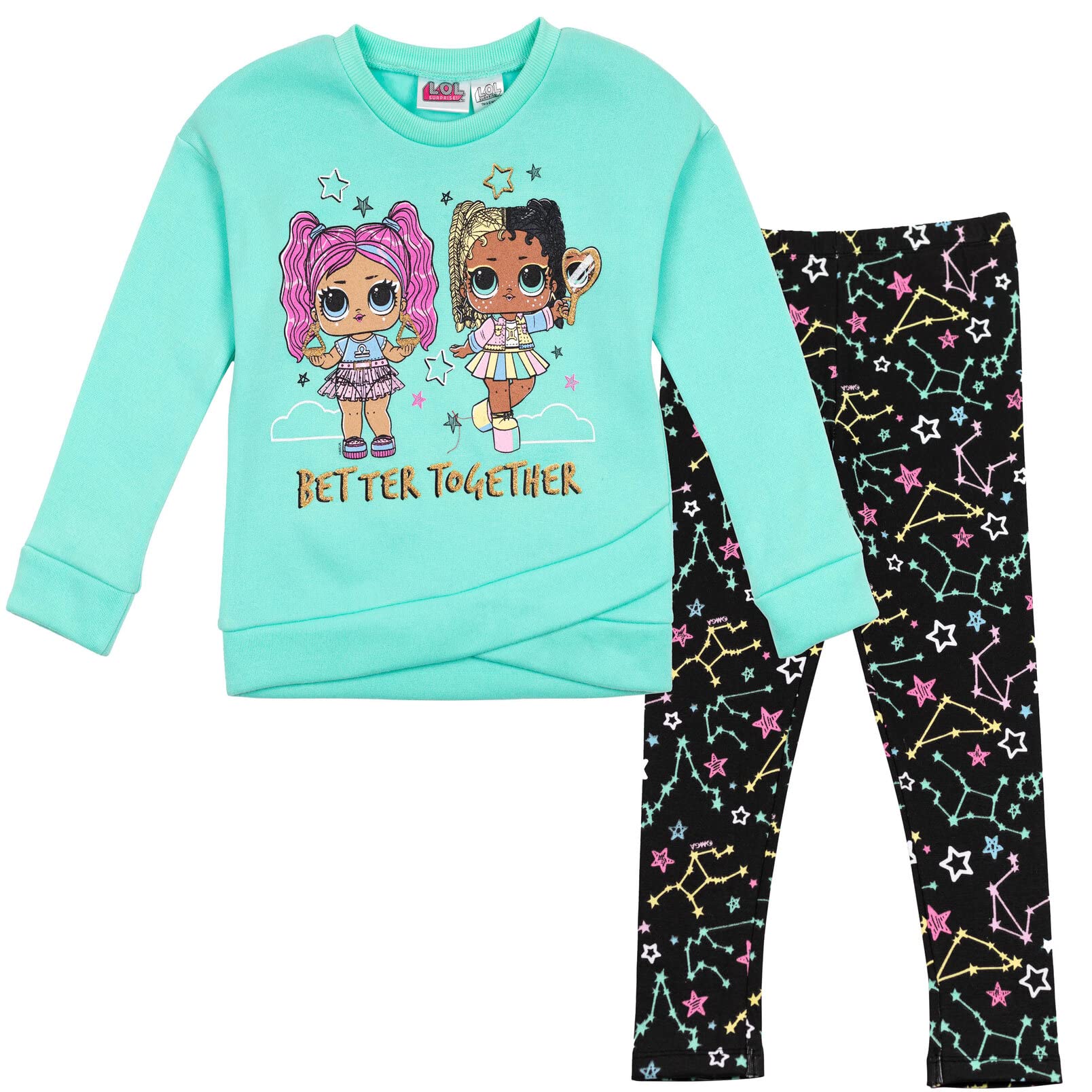 L.O.L. Surprise! Fierce Bhaddie Flipside Unity Girls Fleece Sweatshirt & Leggings Outfit Set - Cute Winter Clothes for Toddler to Big Kid - Perfect for School, Playdates & Holiday Outfits