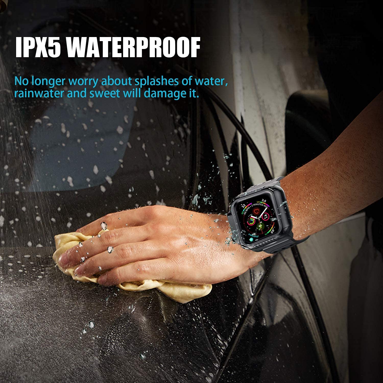 Waterproof Case for Apple Watch Series 3/2 (38mm) - Full Body Protection with Built-in Screen Protector | Shockproof, Scratch Resistant, Impact Proof | Perfect for Swimming, Running & Outdoor Activities