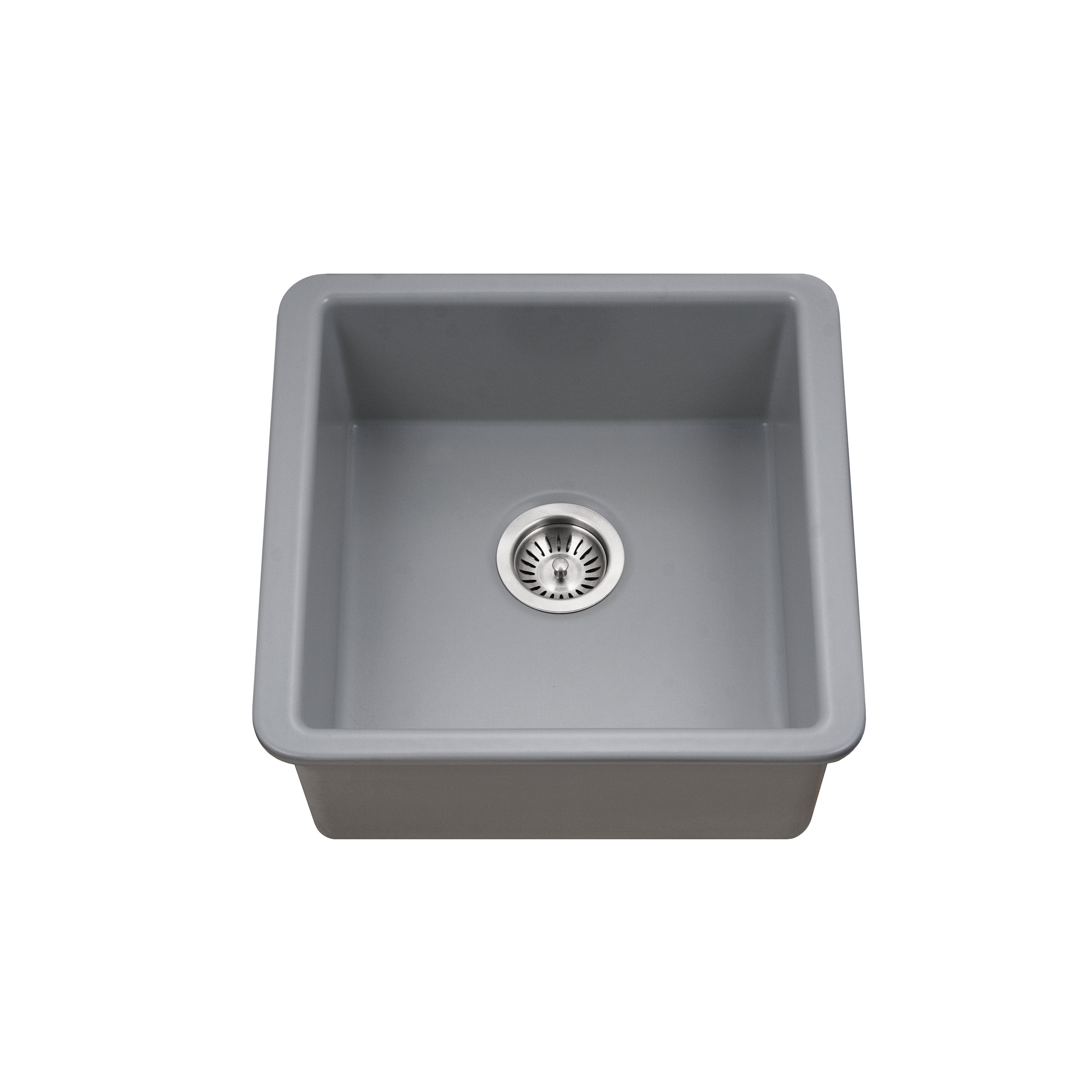 Hamat CHE 1717BU MG Undermount Fireclay Bar Sink in Matte Grey - Durable Kitchen Sink for Bars, Restaurants & Home Use