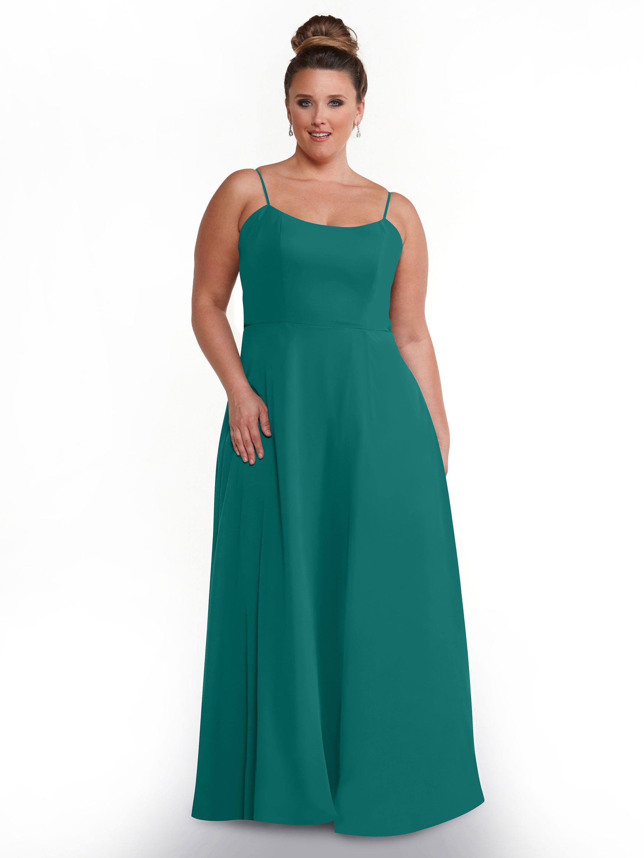 Elegant A-Line Bridesmaid Dress with Flowy Chiffon Skirt & Thigh High Slit - Perfect for Weddings, Formal Events & Special Occasions